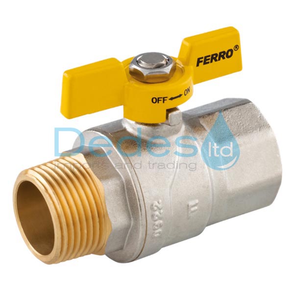 ΔΙΑΚΟΠΤΗΣ ΣΦΑΙΡ. ΑΕΡΙΟΥ ΑΡΣ-ΘΗΛ 3/4" DN20 KGMN21 ΟΡΕΙΧ. CW617N GAS ΜΕ ΠΕΤΑΛΟΥΔΑ -20°C - 60°C 0.5 MPa