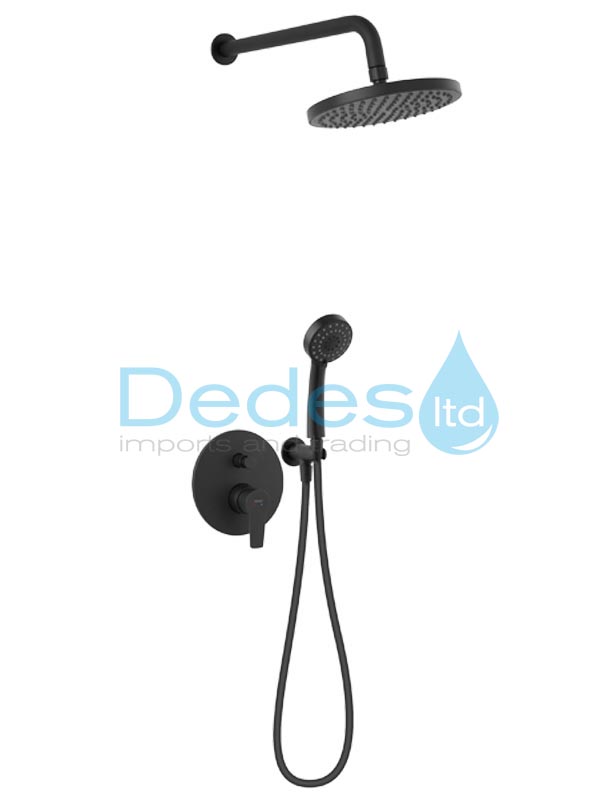 ΦΩΤΟΓΡΑΦΙΑ 2 ΚΙΤ ΕΝΤΟΙΧΙΣΜΟΥ ΜΑΥΡΟ RITTO ΜΕ ΜΠΑΤΑΡΙΑ ΚΩΔ.INOX Φ200, ΒΡΑΧΙΟΝΑ 35cm, ΤΗΛΕΦ., ΣΠΙΡΑΛ 150cm, ΣΤΗΡΙΓΜΑ