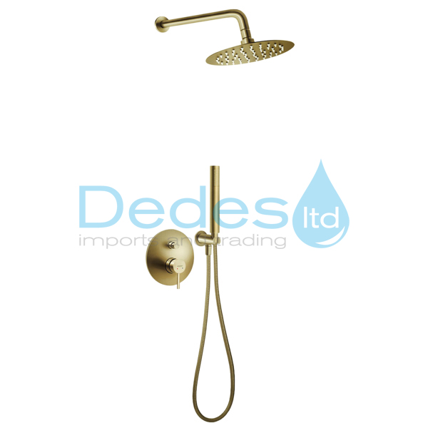 ΚΙΤ ΕΝΤΟΙΧΙΣΜ. CIRICULUS BRUSHED GOLD ΜΕ ΜΠΑΤ. ΚΩΔ. INOX Φ200, ΒΡΑΧ.35cm, ΤΗΛΕΦ. ΣΠΙΡΑΛ 150cm, ΣΤΗΡ.