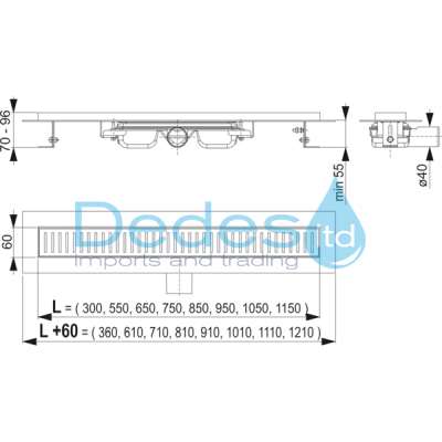 ΦΩΤΟΓΡΑΦΙΑ 2 ΣΙΦΩΝ ΝΤΟΥΣ ΕΥΘΥΓΡAMMO Φ40 APZ101-650 ALCAPLAST ΑΠΟ ΑΝΟΞΕΙΔ.ΑΤΣΑΛΙ L=710mm G=60mm H1=55mm H2=70-96mm